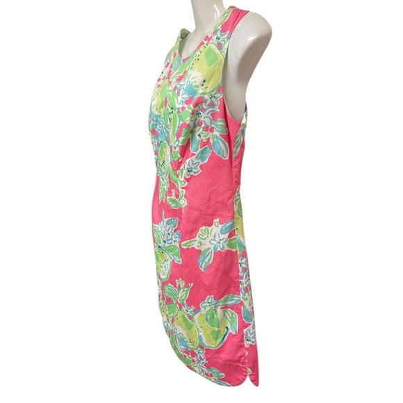 LILLY PULITZER Pink Lemonade Delia Shift Dress Lime Lemon Print Size 0 - Picture 2 of 8
